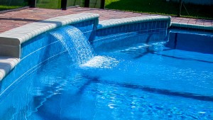 Pavers and Coping with Water Fall